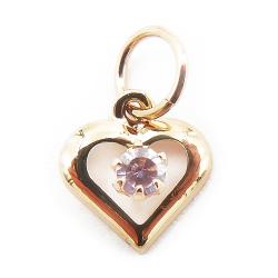 Tuotekuva Kultainen sydänriipus, vaaleanpunainen kivi