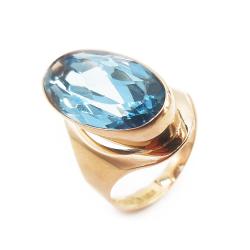 Tuotekuva Kultainen sormus, sininen kivi, 17mm