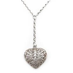 Tuotekuva Hopeinen kaulaketju 42-45 cm kuvioidulla sydänriipuksella