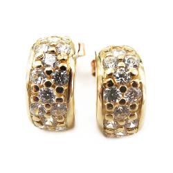 Tuotekuva Kultaiset korvakorut, renkaat zirkoneilla, tappikiinnitys