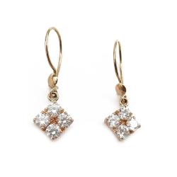 Tuotekuva Neliö koukkukorvakorut kirkkain kivin