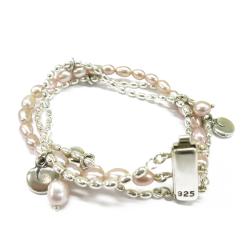 Tuotekuva Vanamo 3-ketjuinen rannekoru vaaleanpunaiset helmet 18,5cm