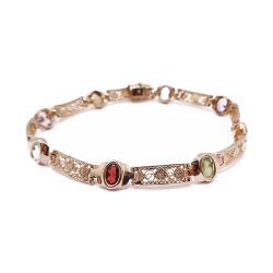 Tuotekuva Kultainen ranneketju värikivillä 18,5cm