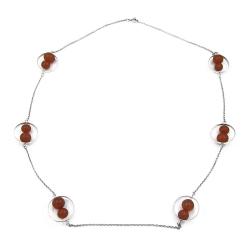 Tuotekuva Hopeinen kaulakääty 70cm, oranssit pallot