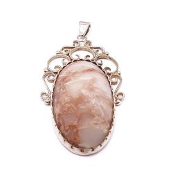 Tuotekuva Hopeinen riipus vaalea kivi v.-48