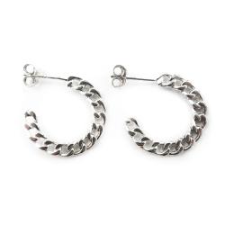 Tuotekuva Hopeiset korvarenkaat, ketju, nappikiinnitys