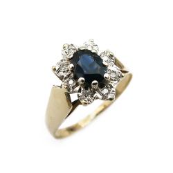 Tuotekuva Kultainen sinisafiiri timanttisormus 0.04ct 16.75mm