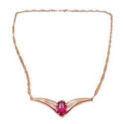 Tuotekuva Kultainen singapore kaulakoru punaisella kivellä 50cm