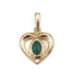 Tuotekuva Kultainen sydänriipus vihreällä kivellä
