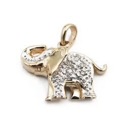 Tuotekuva Kultainen timanttiriipus norsu, rodinoitu