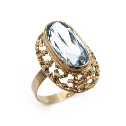 Tuotekuva Kultainen sormus sininen kivi 18,0mm v.-74