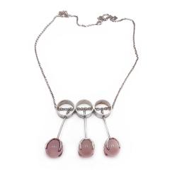 Tuotekuva Hopeinen ruusukvartsi-riipus 60cm v.-65