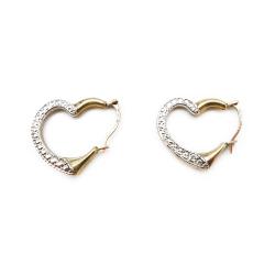 Tuotekuva Valkokulta / keltakulta sydänkorvakorut