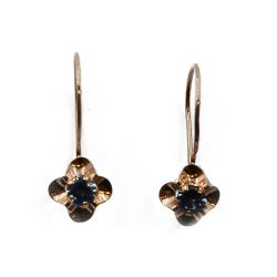 Tuotekuva Kultaiset kukka koukkukorvakorut vaalean sinisellä kivellä