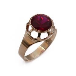 Tuotekuva Kultainen sormus punaisella kivellä  koko 17