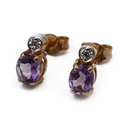 Tuotekuva Kultaiset timantti tappikorvakorut lilan värisellä kivellä 2x0.005ct