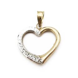 Tuotekuva Valkokulta / keltakulta sydänriipus kirkkain kivin