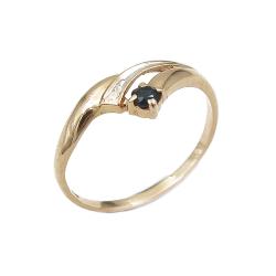 Tuotekuva Kultasormus sininen kivi halk.15.5mm v.1996