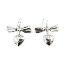 Tuotekuva Hopeiset korvakorut,Rusetti+sydän