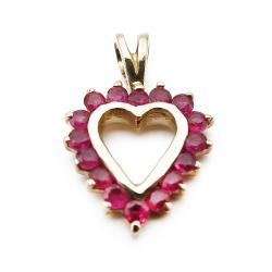 Tuotekuva Kultainen sydänriipus, punaiset kivet