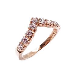 Tuotekuva Kultainen v-mallinen zirkonia sormus 18mm