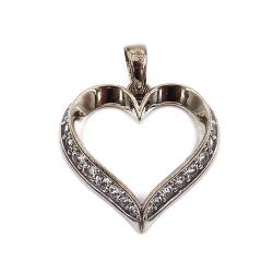 Tuotekuva Valkokultainen sydänriipus zirkoneilla OLL