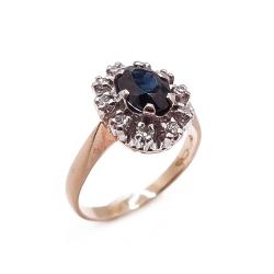 Tuotekuva Kultainen sinisafiiri-timanttisormus 0,1ct 16,5mm
