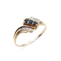 Tuotekuva Kultainen safiiri-timanttisormus 2 x 0.005ct koko 17,5