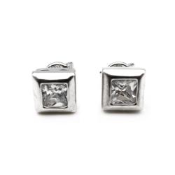Tuotekuva Valkokultaiset korvanapit 5x5mm, kirkas kivi