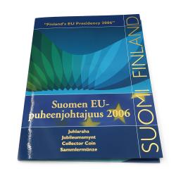 Tuotekuva Suomen EU-puheenjohtajuus 5 € juhlaraha 2006 BU alkuperäiskansiossa – Suomen Rahapaja