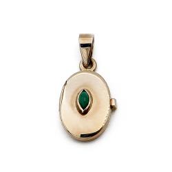 Tuotekuva Kultainen medaljonki vihreä kivi MOP v.-77