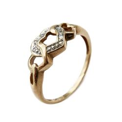 Tuotekuva Kultainen sydänsormus 0,015ct timanteilla 15,75mm
