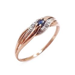 Tuotekuva Kultainen sinisafiiri- timanttisormus 18mm 0,01ct