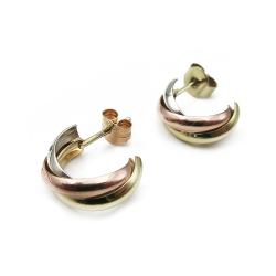 Tuotekuva Kolmiväriset 14K kultaiset puolirengaskorvakorut 13 mm