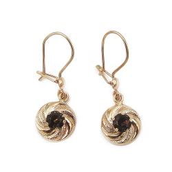 Tuotekuva Kultaiset ruusukekorvakorut ruskeilla kivillä 14K, 24,4 mm
