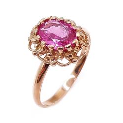 Tuotekuva Kultainen sormus pinkki kivi 18mm