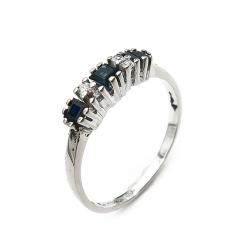 Tuotekuva Valkokultainen timanttisormus sinisin kivin 0,045ct 15,75mm