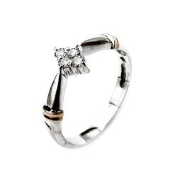 Tuotekuva Valkokultainen timanttisormus salmiakki 0,08ct 16mm