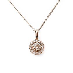 Tuotekuva Ruusukultainen halo kaulakoru 0,07ct + 0,2ct rusehtavalla timantilla 42cm