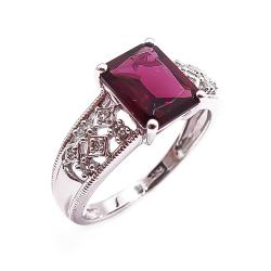 Tuotekuva Valkokultainen timanttisormus Granat rodolit 0,06ct 18,5mm