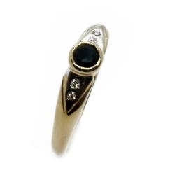 Tuotekuva 14K kultainen onyksi- ja timanttisormus 0,08 ct, 18,5 mm