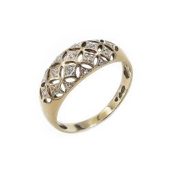 Tuotekuva Läpikuvioitu 14K kultainen timanttisormus 0,035 ct, 18 mm